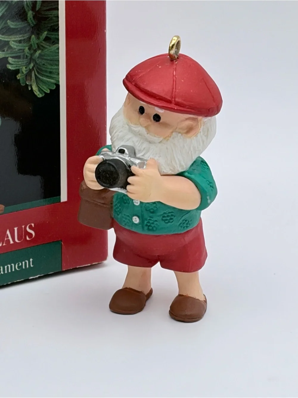 VTG 1989 “Camera Claus” Santa Small Hallmark Ornament with Box